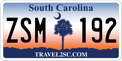 SC license plate ZSM192