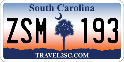 SC license plate ZSM193