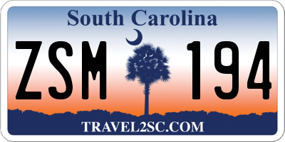 SC license plate ZSM194