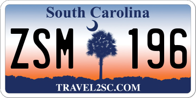 SC license plate ZSM196