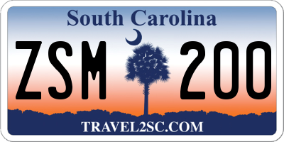 SC license plate ZSM200