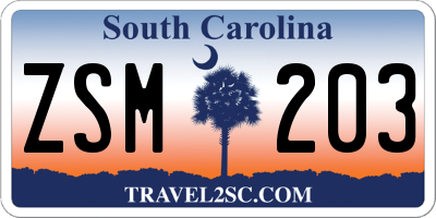 SC license plate ZSM203