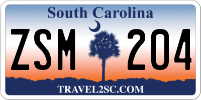 SC license plate ZSM204