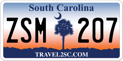 SC license plate ZSM207