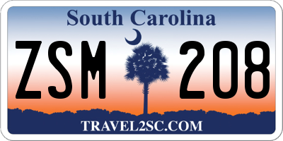 SC license plate ZSM208
