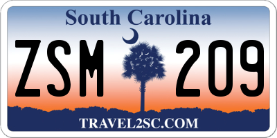 SC license plate ZSM209