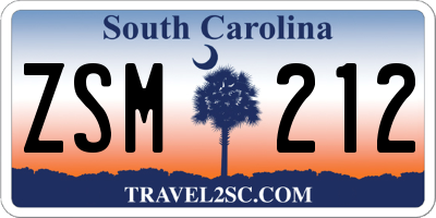 SC license plate ZSM212