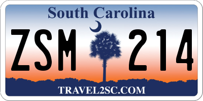SC license plate ZSM214