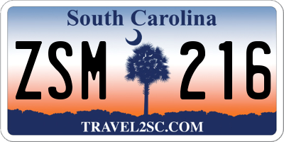 SC license plate ZSM216