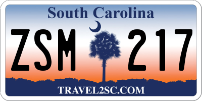 SC license plate ZSM217