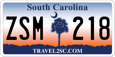 SC license plate ZSM218
