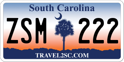 SC license plate ZSM222