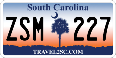 SC license plate ZSM227