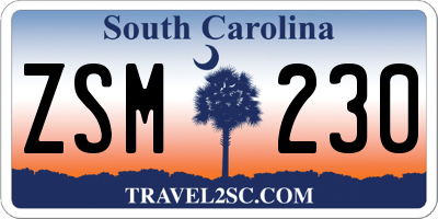 SC license plate ZSM230