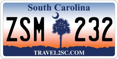 SC license plate ZSM232