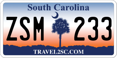 SC license plate ZSM233