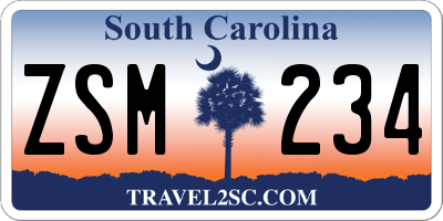 SC license plate ZSM234