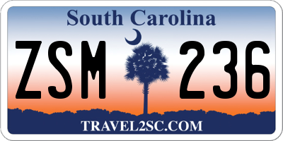SC license plate ZSM236