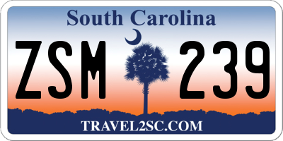 SC license plate ZSM239