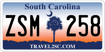 SC license plate ZSM258