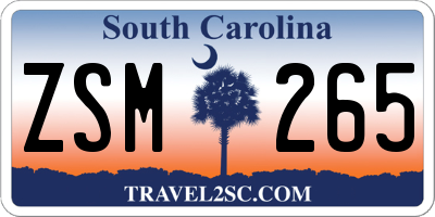 SC license plate ZSM265