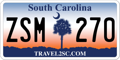 SC license plate ZSM270