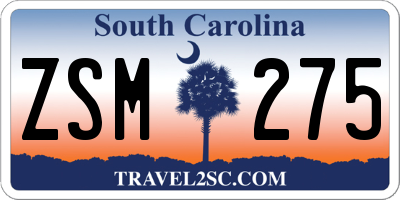 SC license plate ZSM275