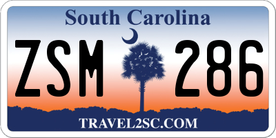 SC license plate ZSM286