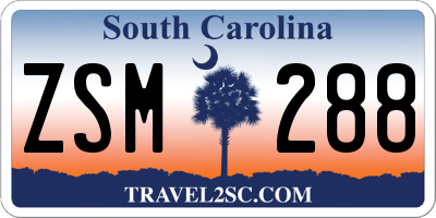 SC license plate ZSM288