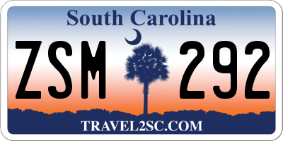 SC license plate ZSM292