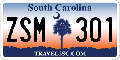SC license plate ZSM301
