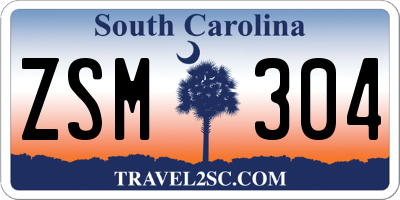 SC license plate ZSM304