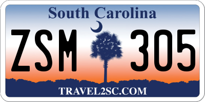 SC license plate ZSM305