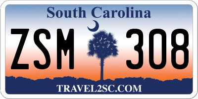SC license plate ZSM308