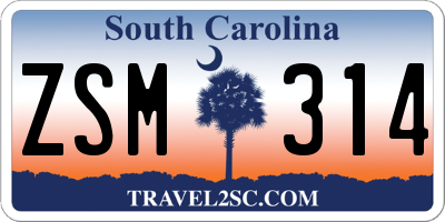 SC license plate ZSM314