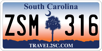 SC license plate ZSM316