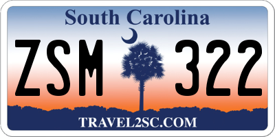 SC license plate ZSM322