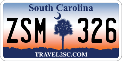 SC license plate ZSM326