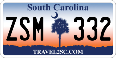 SC license plate ZSM332