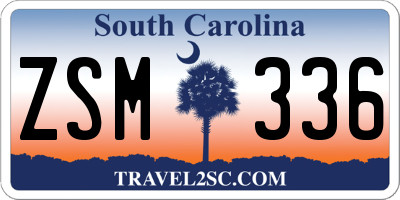 SC license plate ZSM336