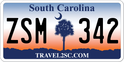 SC license plate ZSM342