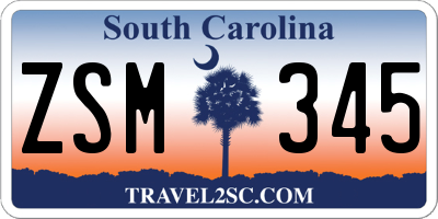 SC license plate ZSM345