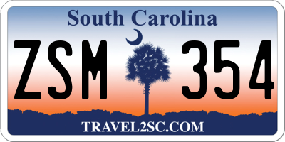 SC license plate ZSM354