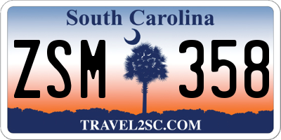 SC license plate ZSM358