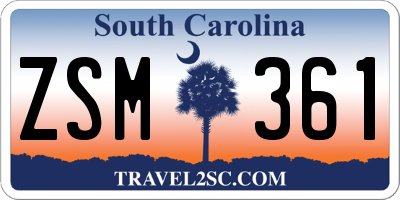 SC license plate ZSM361