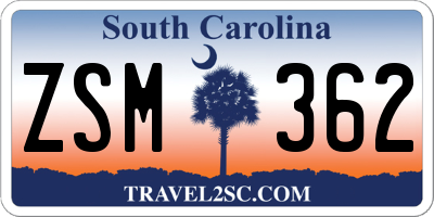 SC license plate ZSM362
