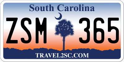 SC license plate ZSM365