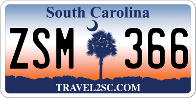 SC license plate ZSM366
