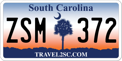 SC license plate ZSM372
