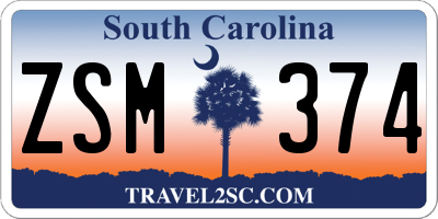 SC license plate ZSM374